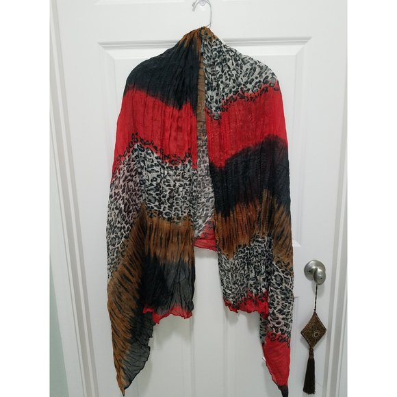 Leopard Prints Tye Dyed Scarf Wraps - Picture 2 of 6
